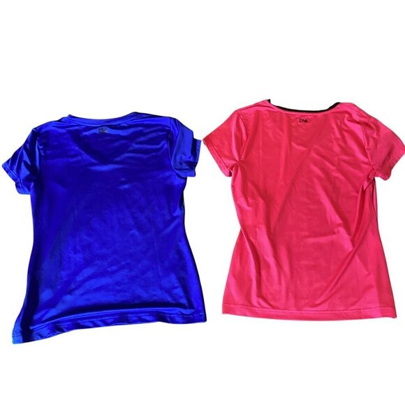 Bundle of 2 FILA Performance Sport Short Sleeve V-Neck Tops Womens Sz M  #82G - Picture 2 of 9